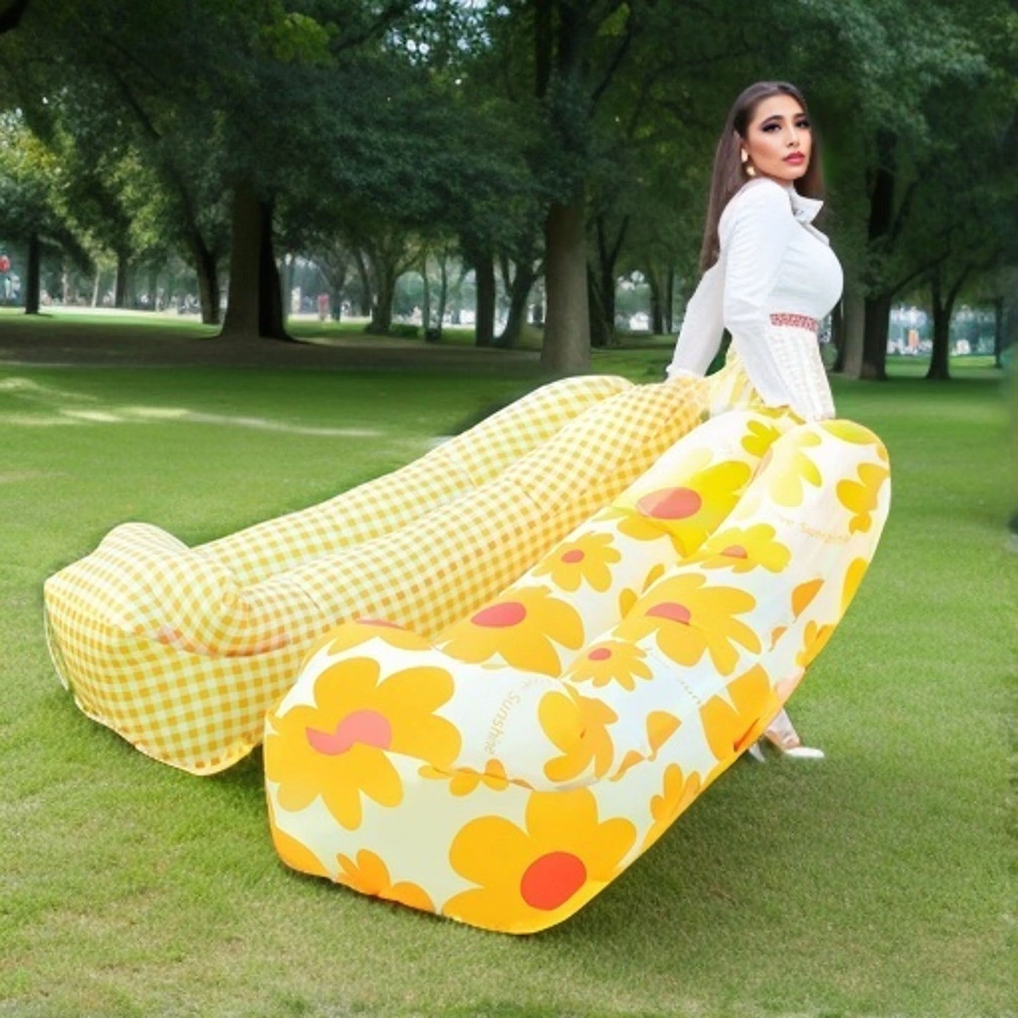 Outdoor Lazy Inflatable Sofa For Nap, Portable Air Mattress For Picnic, Camping Inflatable Mattress, Air Bed For Music Festival