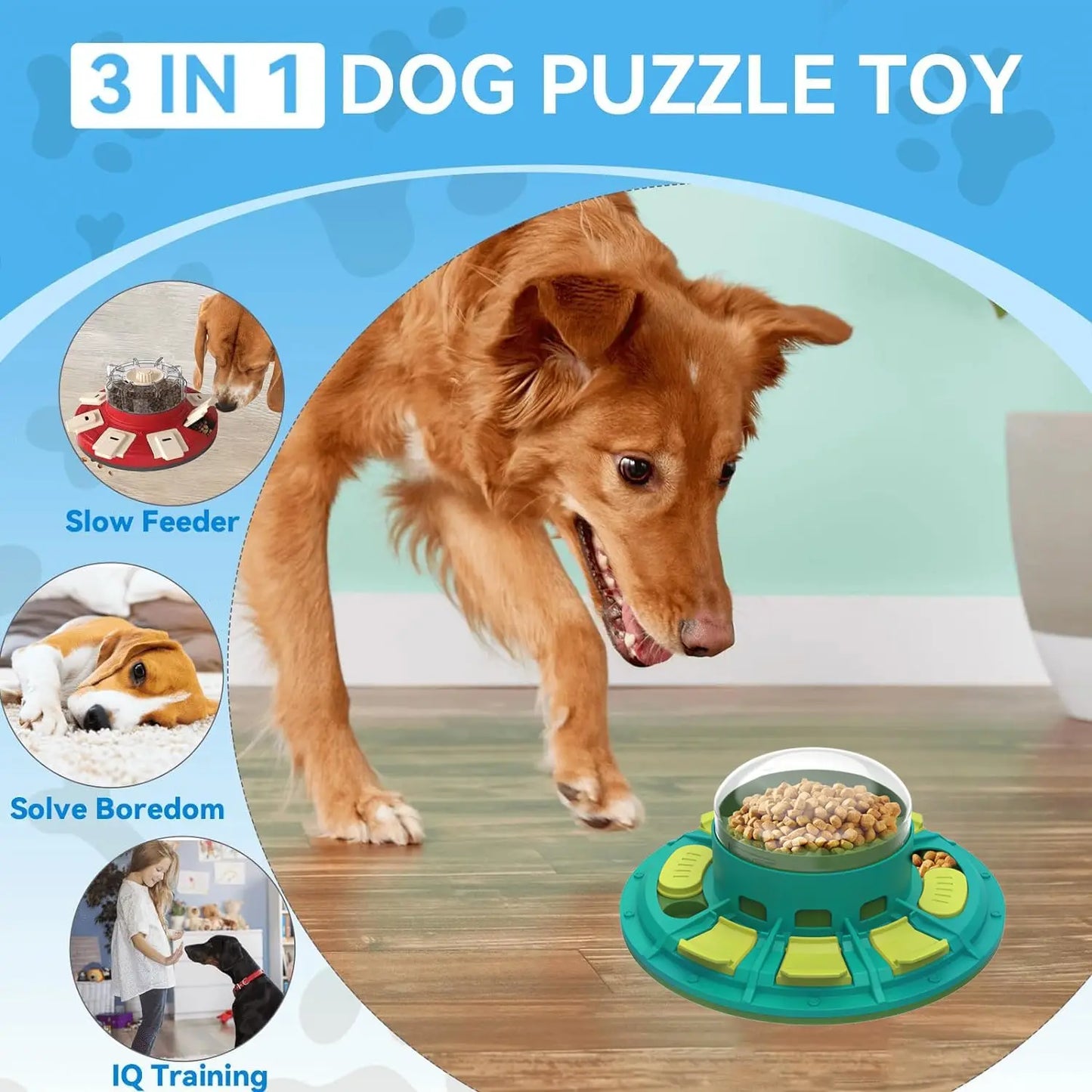 Interactive Dog Food Puzzle Toy & Slow Feeding 3 in 1 Dog Nail Scratch Board for Small Medium, and Large Dogs Brain Stimulation