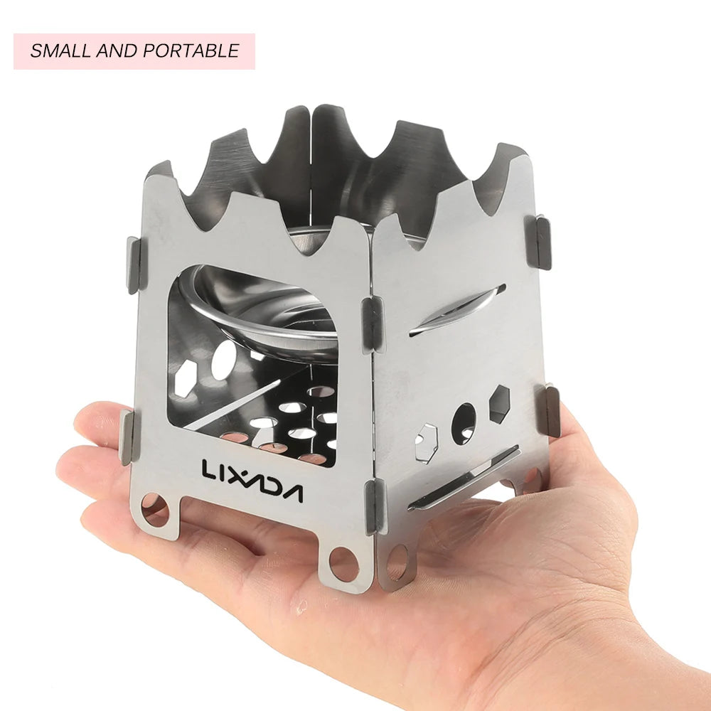 Lixada Titanium Outdoor Camping Stove Portable Ultralight Folding Wood Stove Pocket Stove Camping Fishing Hiking