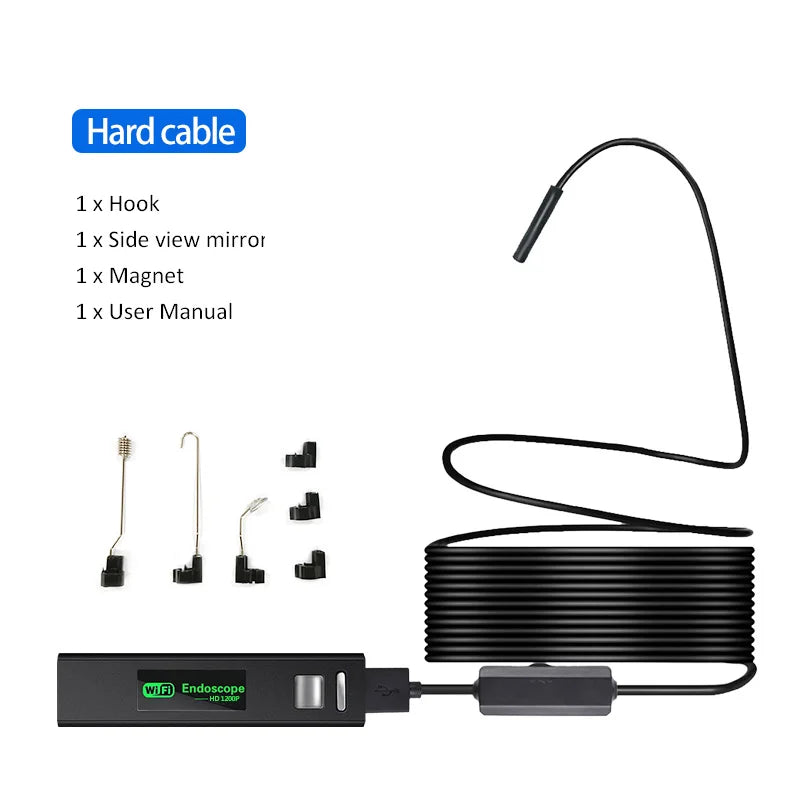 Wireless Endoscope 1200P Scope Snake Camera with 8 LED Lights 8mm Lens Video HD Inspection Camera for Android & iOS Phone PC