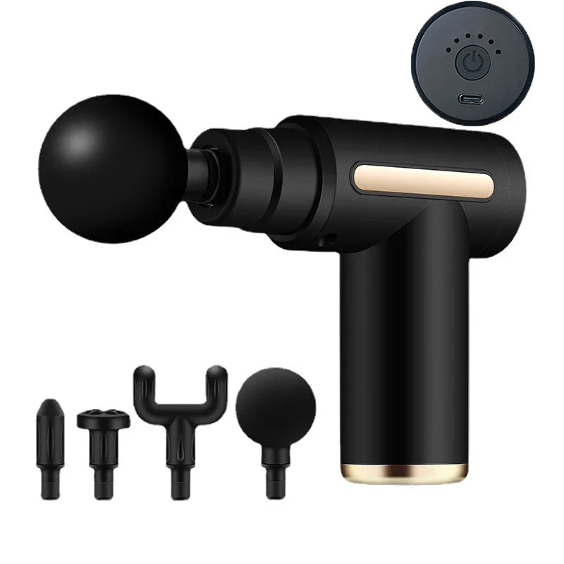 4-Head Portable Fascia Gun Deep Tissue Massage Mini Lightweight Adjustable Speed Whole Body Massage Equipment