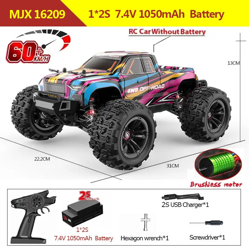 Hyper Go MJX 16207 16208 16209 16210 1/16 4WD RC Car 70KM/H Brushless RC Racing Car Remote Control Cars Off-Road Truck Toys