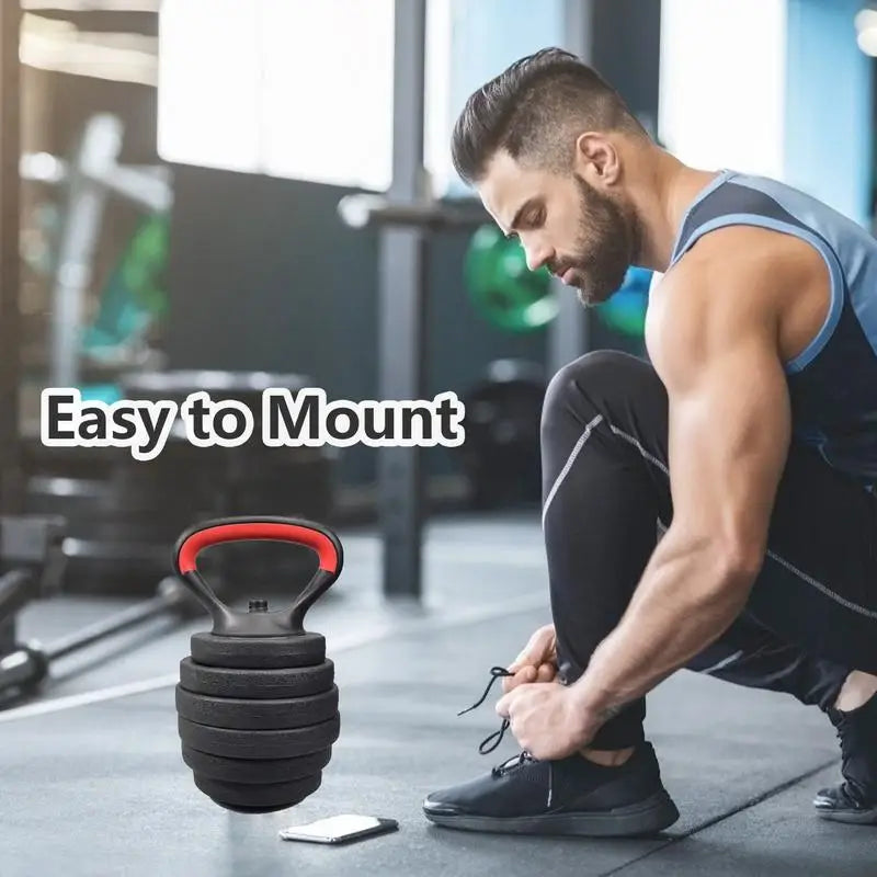2025 Fitness Adjustable Metal Kettlebell Handle for Weight Plates Arm Strength Workout Kettle Bell Grip Dumbbell
