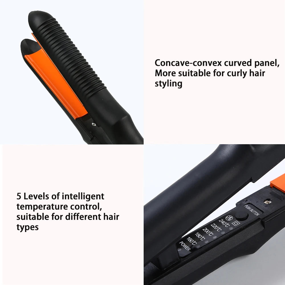 Curved Plate Hair Cruling Irons Ceramic Hair Curler Straightener PTC Heater Crescent Panel Flat Iron Fast Heat Straight Styler
