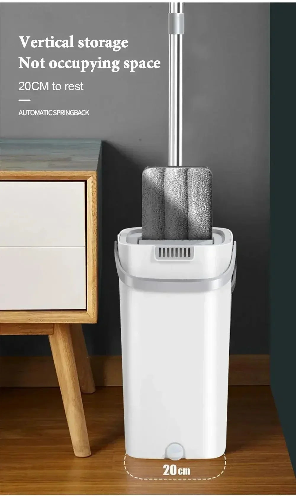 Mops with Bucket Thickened mop Clear Water Separation Lazy No Hand-Washing Squeeze Automatic Dewatering Broom Floor Cleaning Mop