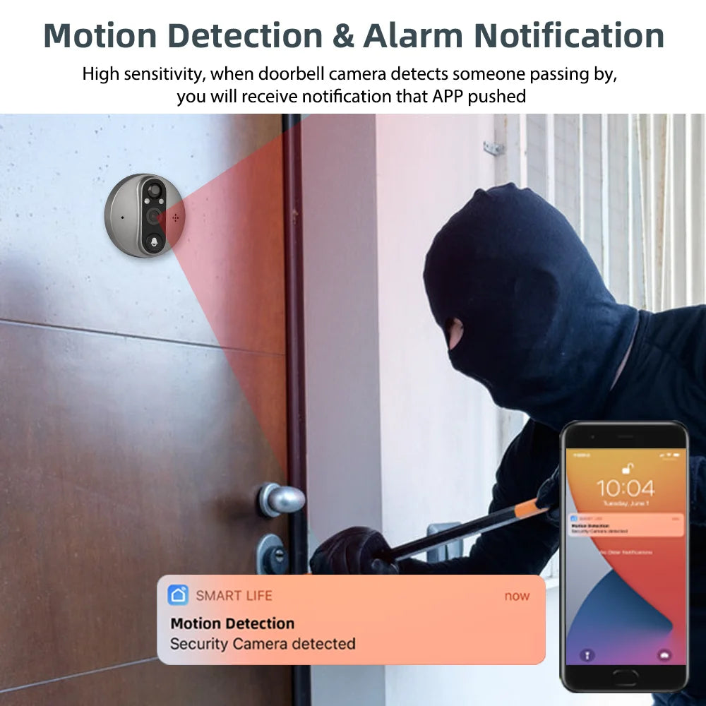 1080P Tuya WiFi Video Doorbell Camera Smart Home Door Bell Video Security Intercom Peephole 4.3" LCD Screen PIR Motion Detection