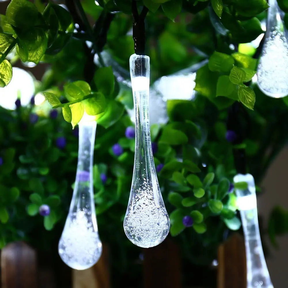 4/6M LED Droplet Bulb Lights Outdoor Waterproof Garden Light Garland Wedding Party Lawn Christmas Decoration Solar Power Lamp