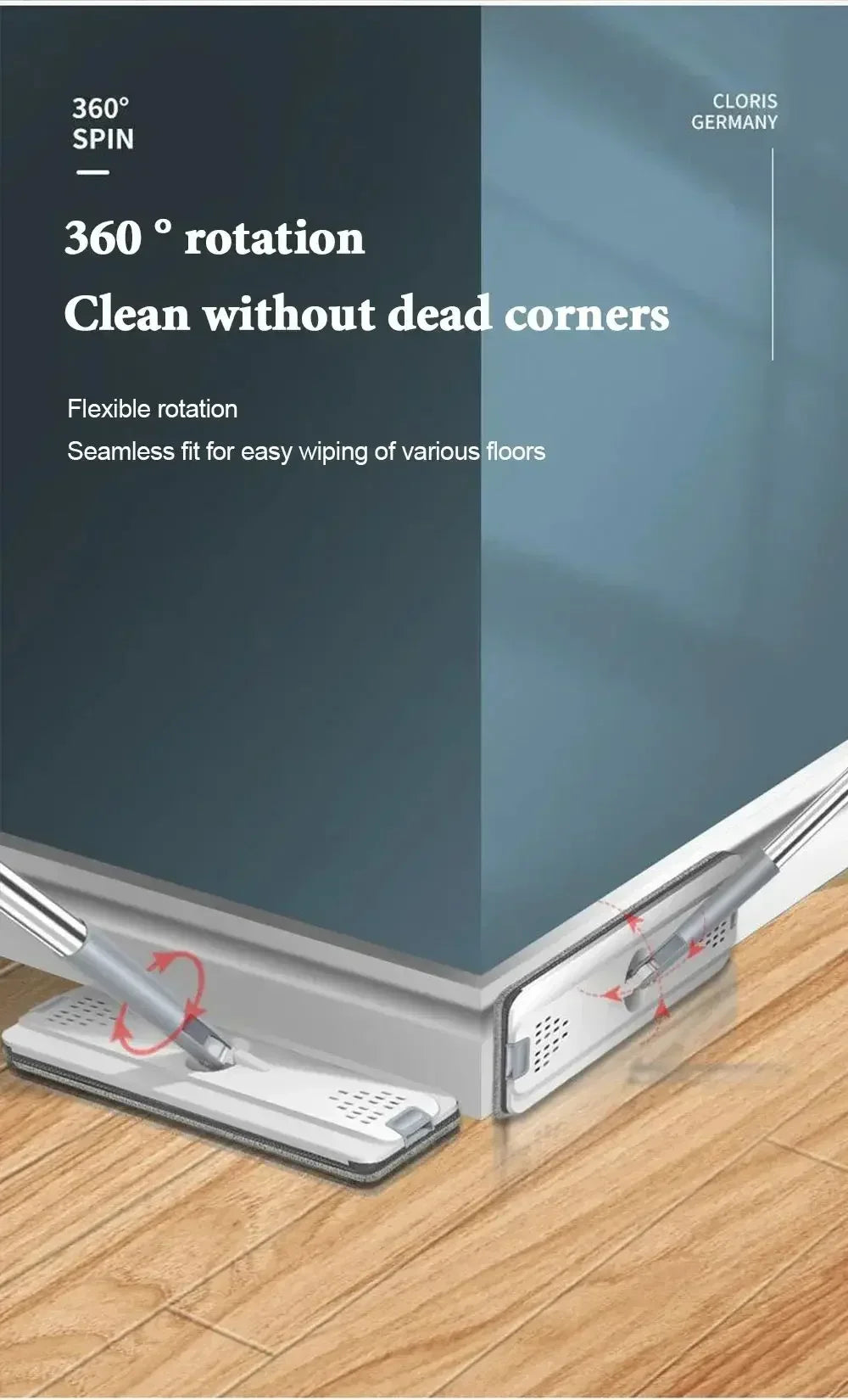 Mops with Bucket Thickened mop Clear Water Separation Lazy No Hand-Washing Squeeze Automatic Dewatering Broom Floor Cleaning Mop