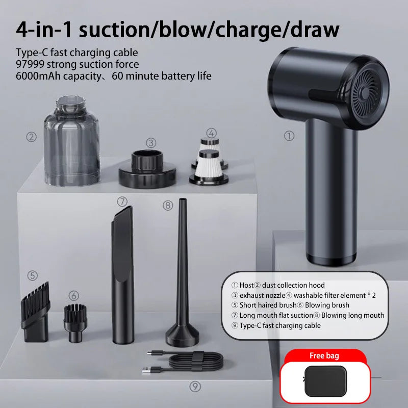 Xiaomi MIJIA 4 in 1 Car Vacuum Cleaner 2990000pa Powerful Handheld Clean Machine Wireless Portable Vacuum Clean Home Appliance