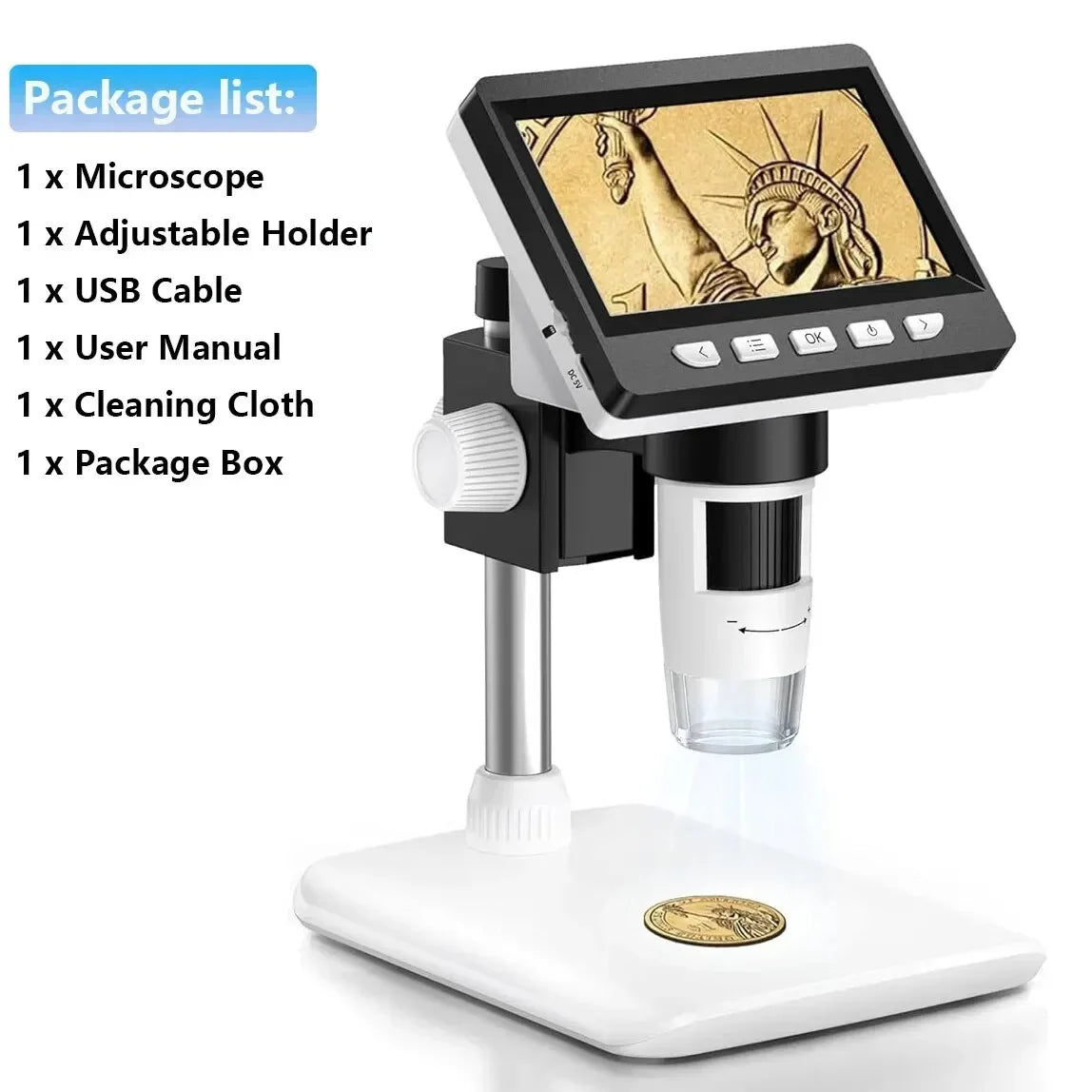 4.3inch LCD Digital Microscope 1000X Video Microscope for Adult with 8LEDs Soldering Microscope for Repair,pcb,plants Microscope