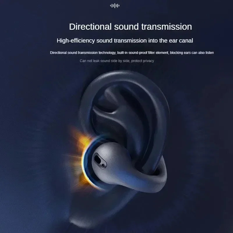 NEW T75 Wireless Bluetooth Bone Conduction Headphones Clip Ear Design Noise Canceling HD Call Sports Gaming Earbuds