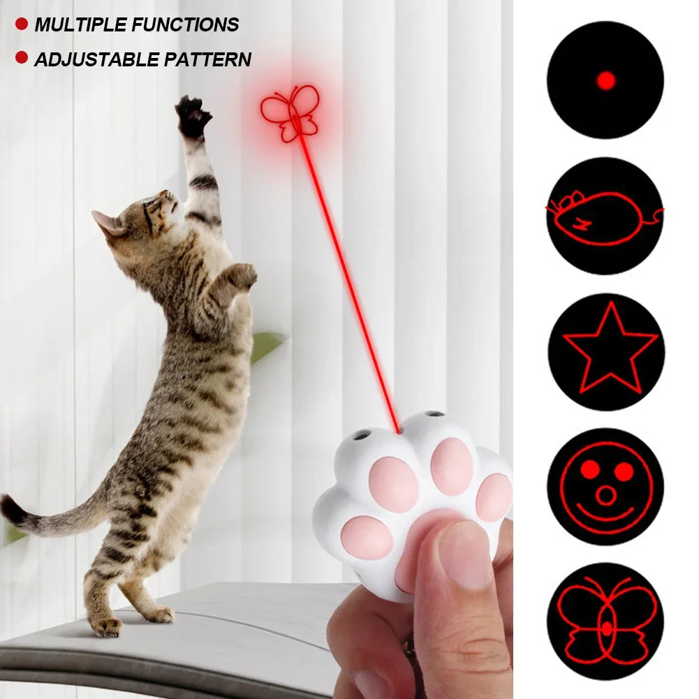 LED Cute Laser Transform Pattern Pet Cat Toys USB Rechargeable Toy Interactive Bright Animation Pointer Light Pen Training Toys
