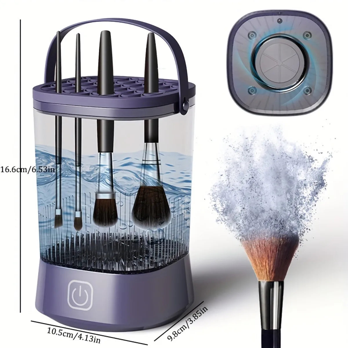 Automatic Electric Makeup Brush Cleaner Rechargeable 3 In 1 Type C-Charging Cosmetic Brush Washing Drying Washing Tools Machine