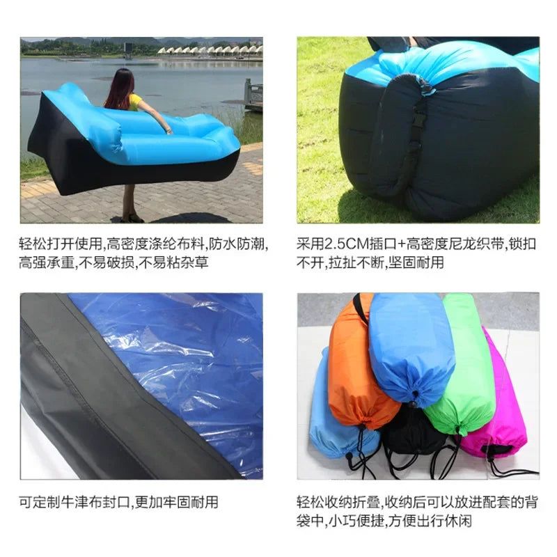 240*70cm Outdoor Sofa Bed Fast Infaltable Air Good Quality Sleeping Bag Inflatable Air Bag Lazy Bag Beach Sofa Camping Chair 의자