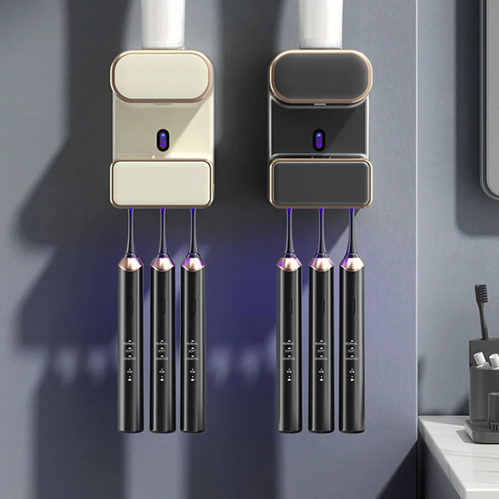 Automatic Sensor Toothpaste Dispenser with 3 Toothpaste Slots Wall Mounted Electric Toothpaste Squeezer for Bathroom Accessories