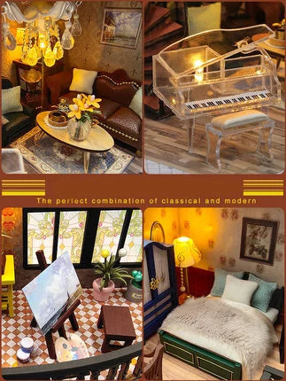 Doll House Miniature Furniture Diy Wood Dollhouse Miniatures Children Toys Girl Birthday Gifts Diorama Christmas Toy Gift