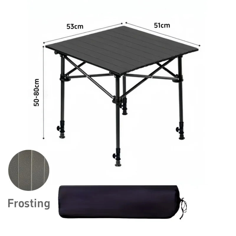 Outdoor Folding Long Table Practical Height Adjustable Camping Table Portable Lightweight Roll Tables With Storage Drawer