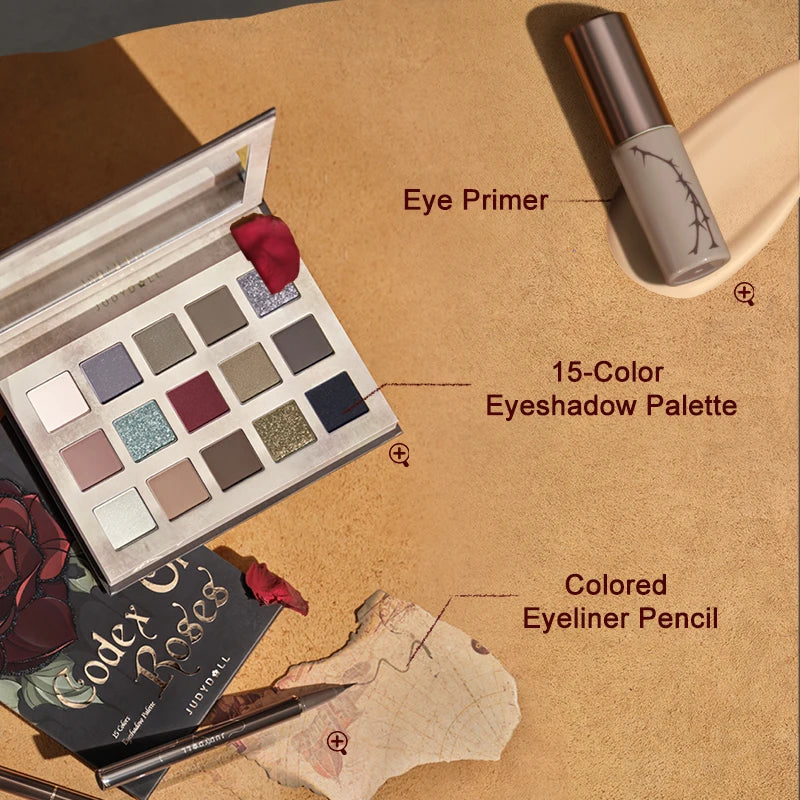 Judydoll Halloween Limited Fifteen-Color Eyeshadow Palette Daily Light Makeup Rose Matte Color Earth Color