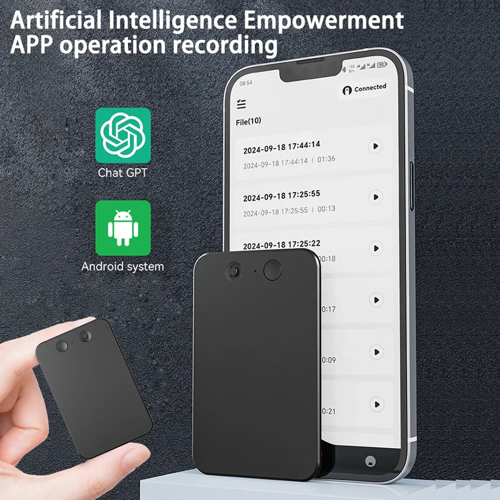 AI ChatGPT-4 Voice Recorder Audio App Phone Call Recording Transcribe Summarize Language Translation 64GB 128GB Sound Dictaphone
