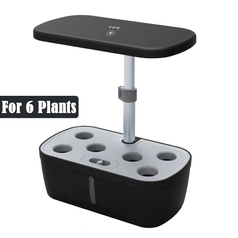 6-Plants Indoor Hydroponics System Herb Planting Pot/Black Planters Kit Led Plant Lamp Soilless Cultivation Vegetable Box