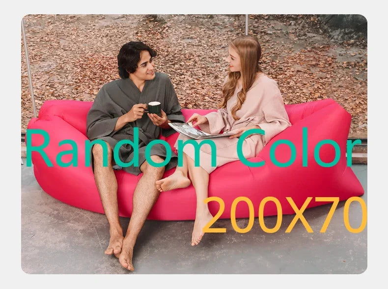 Lazy inflatable sofa Portable folded Fabric air storage sofa cushion outdoor picnic inflatable sofa mat inflatable garden bed