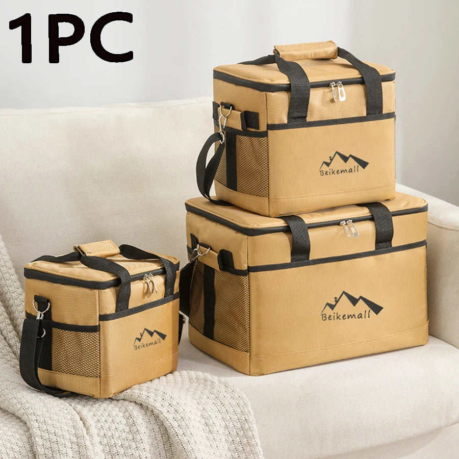 Outdoor Camping Picnic Aluminum Foil Insulated Box Handheld Cooler Fresh Box Crossbody Bento Lunch Bag Home Large Capacity
