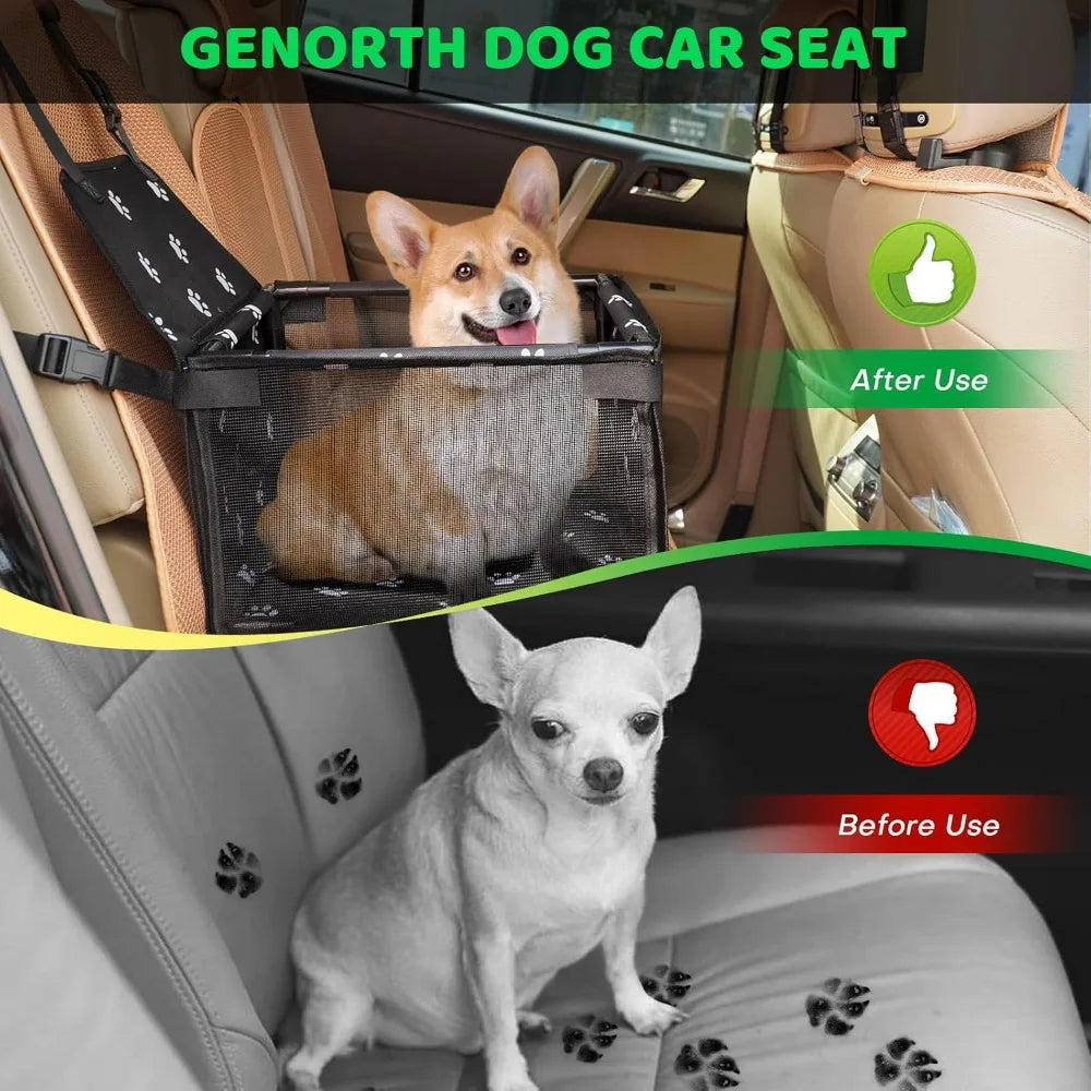 Dog Car Seats for Small and Medium Dogs,Portable Puppy,Pet Car Booster Seat with Mesh Window for Pet Up to 20 lbs
