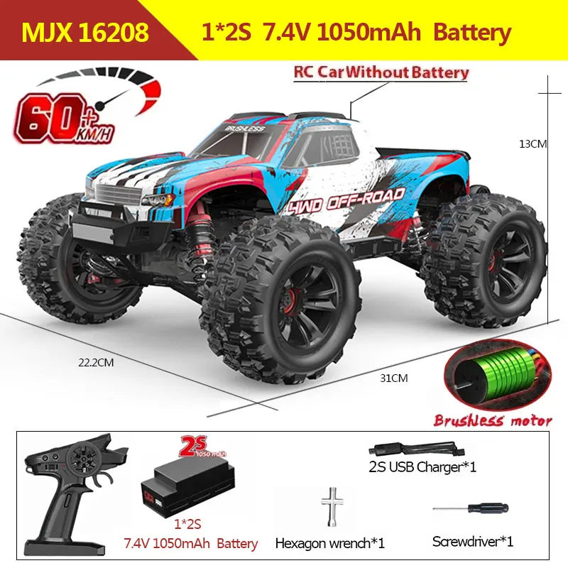 Hyper Go MJX 16207 16208 16209 16210 1/16 4WD RC Car 70KM/H Brushless RC Racing Car Remote Control Cars Off-Road Truck Toys