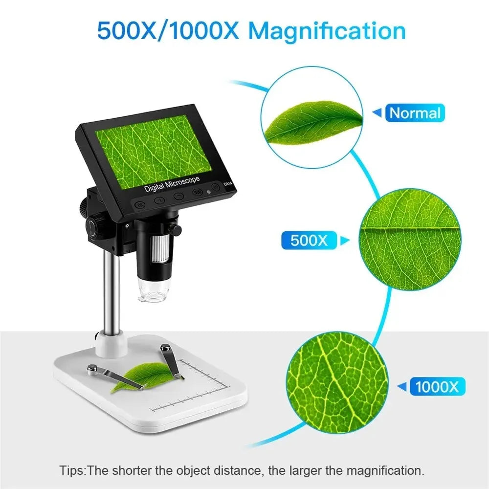 DM4 4.3'' Digital Stereo Microscope 1000X USB Amplifier Electronic Soldering 8 LEDs High Resolution Handheld Portable