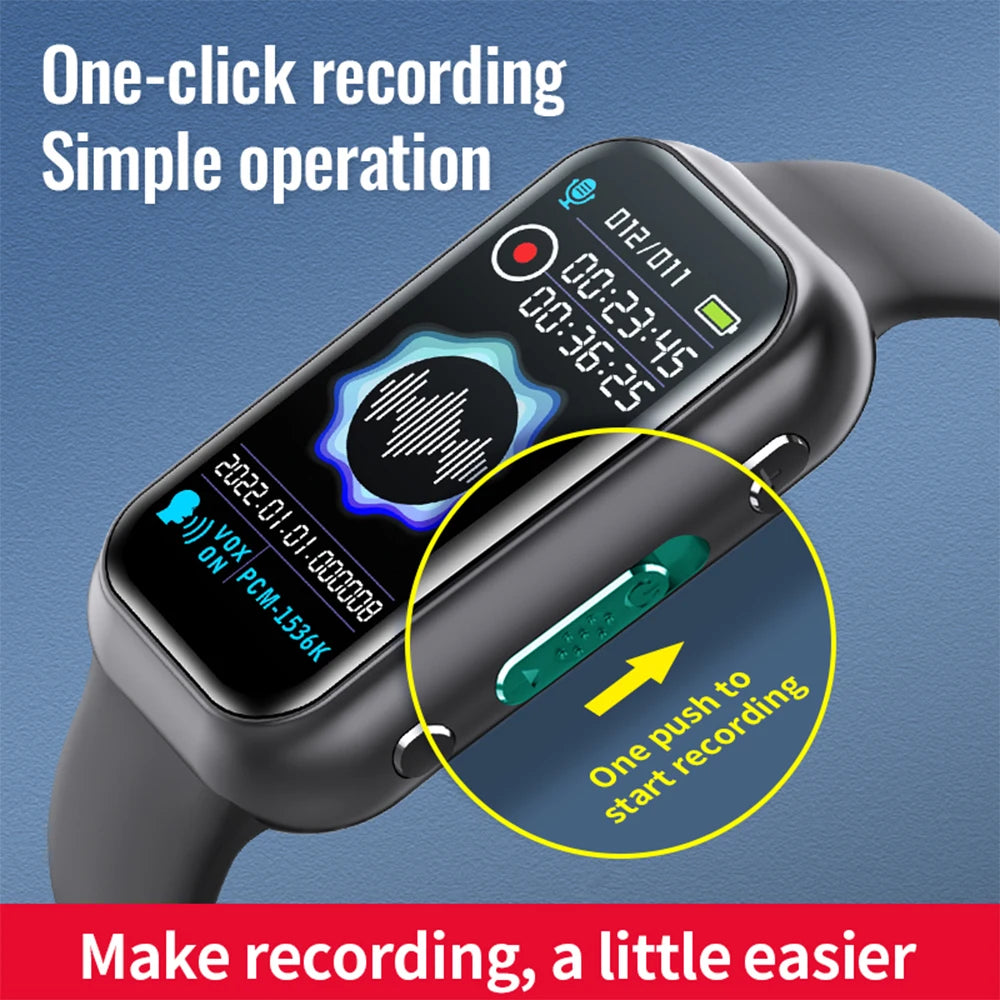 S16 Digital Voice Recorder 8G 16G 32G 64G Wrist Watch Audio Dictaphone Voice Activated Noise Reduction Recording WAV MP3 Player