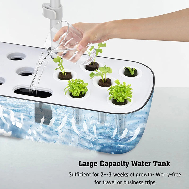 6-Plants Indoor Hydroponics System Herb Planting Pot/Black Planters Kit Led Plant Lamp Soilless Cultivation Vegetable Box