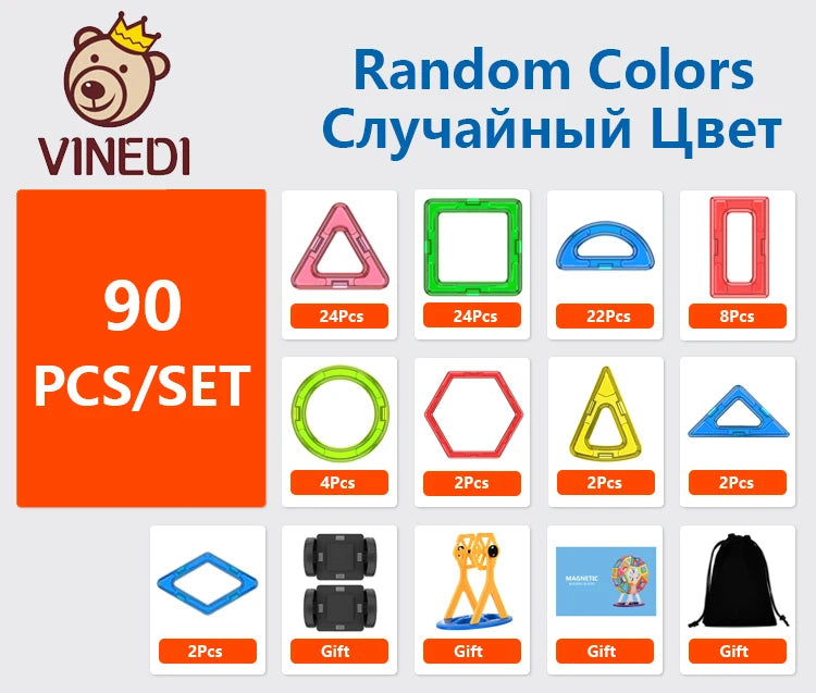 Big Size Magnetic Designer Magnet Building Blocks Accessories Educational Constructor Toys For Children Kids Game Girls Set Gift