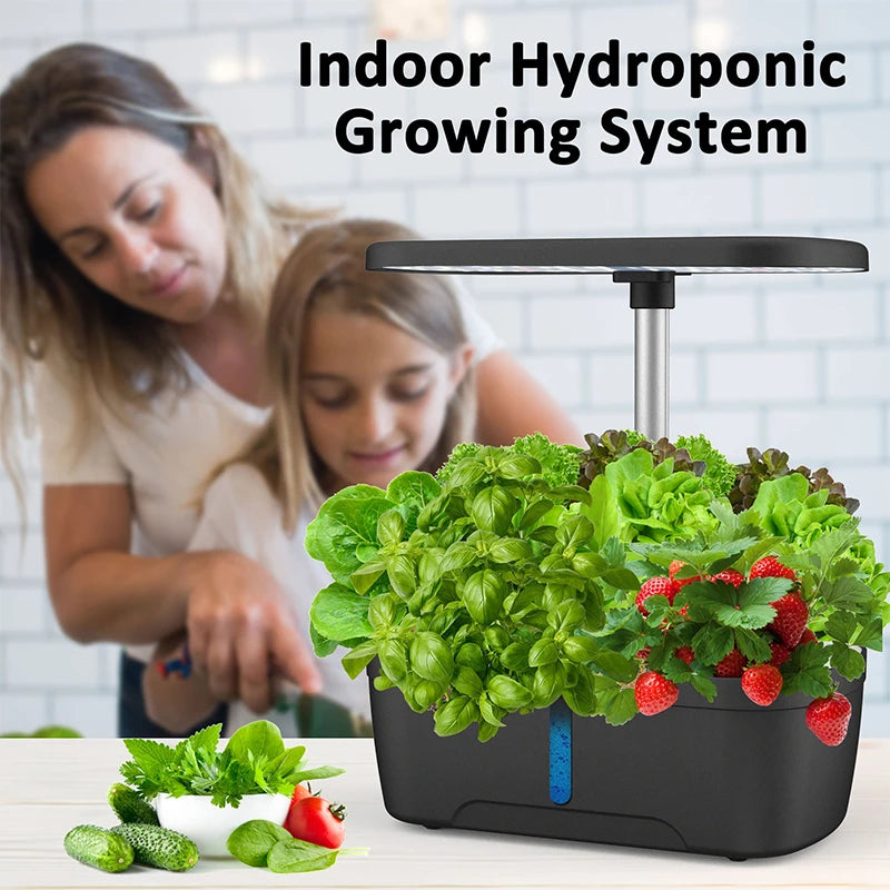 6-Plants Indoor Hydroponics System Herb Planting Pot/Black Planters Kit Led Plant Lamp Soilless Cultivation Vegetable Box