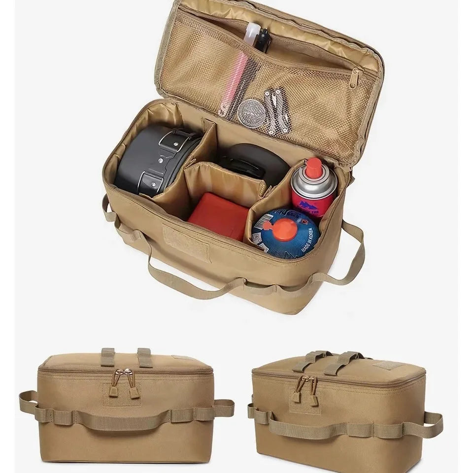 Outdoor Camping Storage Bag Large Capacity Ground Nail Tool Bag Gas Canister Picnic Cookware Utensils Kit Bag