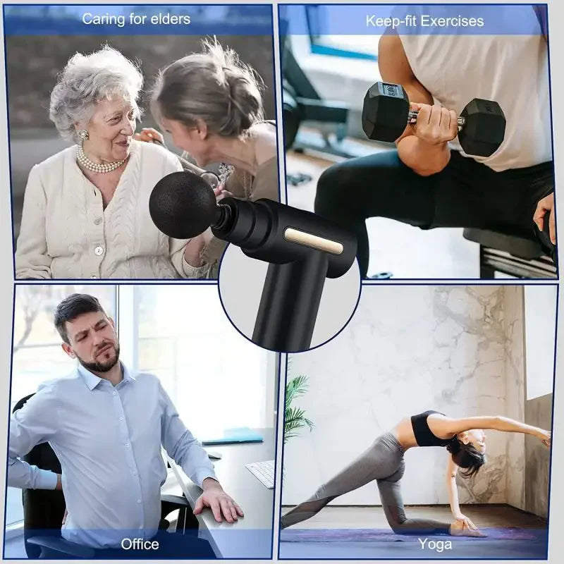 4-Head Portable Fascia Gun Deep Tissue Massage Mini Lightweight Adjustable Speed Whole Body Massage Equipment
