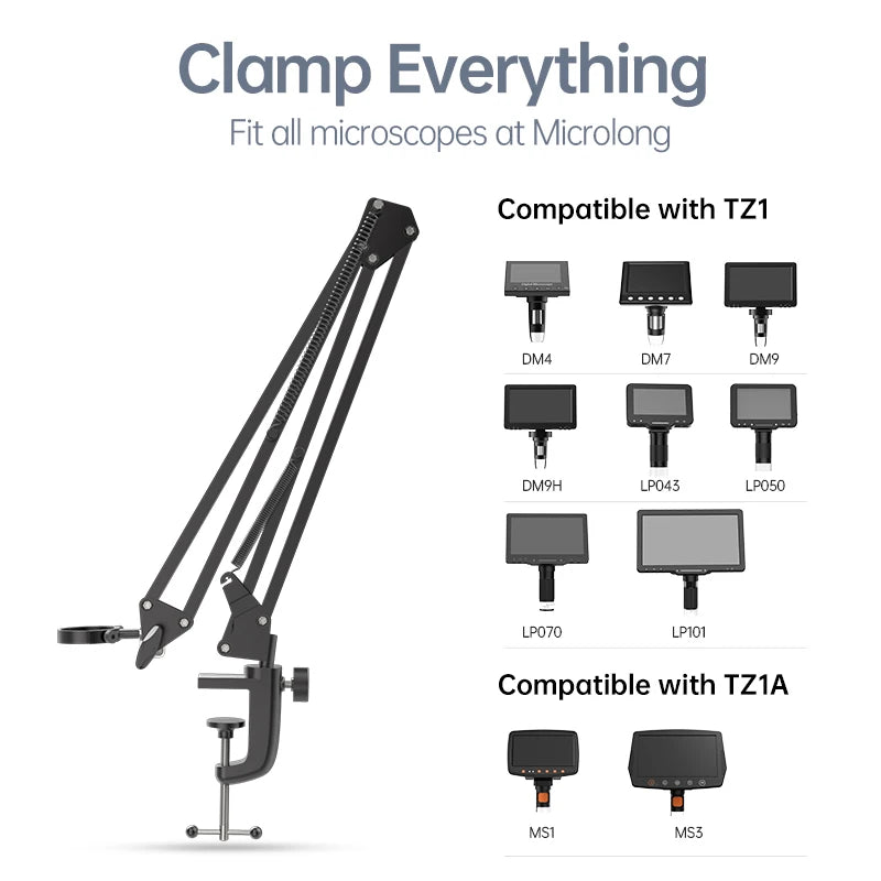 RIEVBCAU Flexible Microscope Arm Stand,Adjustable Metal Bracket Coin Microscope Mount Compatible with DM4 DM7 DM9 MS1 MS3