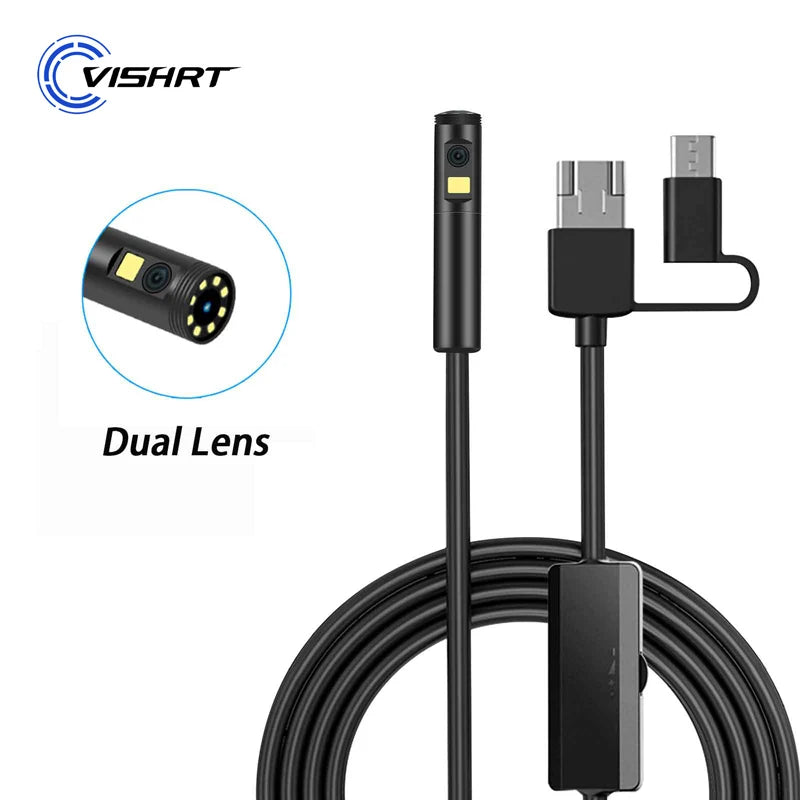 3.9mm 3 in1 Industrial Endoscope Camera for Android Phones HD1080P Waterproof Single Dual Lens Rigid Inspection Sewer Car Camera