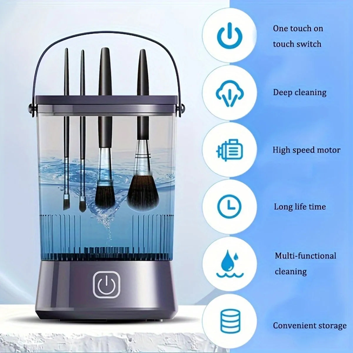 Automatic Electric Makeup Brush Cleaner Rechargeable 3 In 1 Type C-Charging Cosmetic Brush Washing Drying Washing Tools Machine
