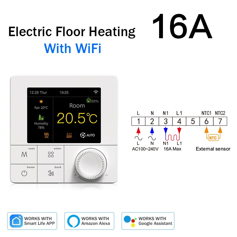 Tuya Wifi Heating Thermostat Smart Thermostat Gas Boiler UnderFloor Heating Digital Temperature Controller Alexa Google Home