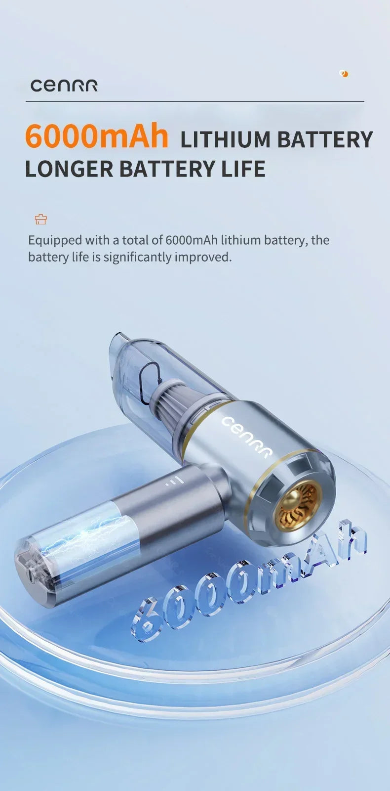 CENRR 998000PA Car Vacuum Cleaner Strong Suction Cordless Wireless Cleaner Handheld Portable Vacuum Cleaner Cleaning Machine