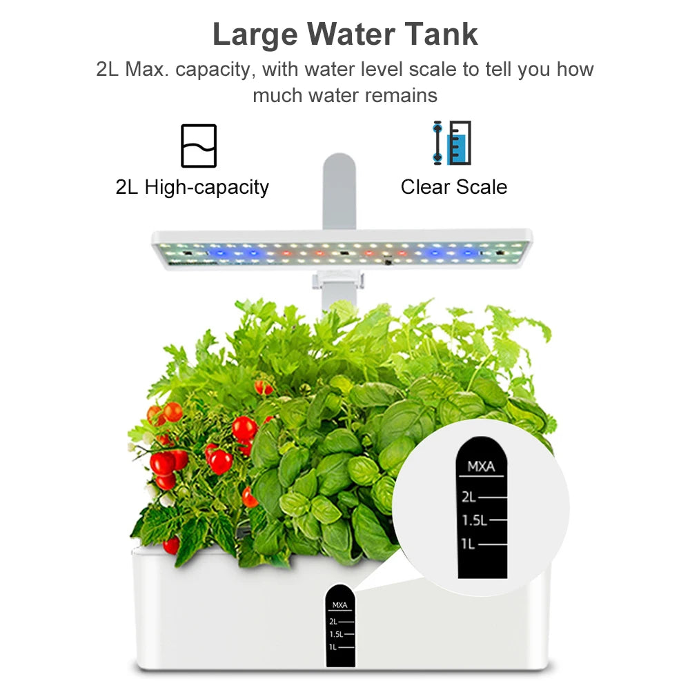 Garden Hydroponics Growing System Indoor Herb Garden Kit Automatic Timing LED Grow Lights Smart Water Pump for Home Flower Pots