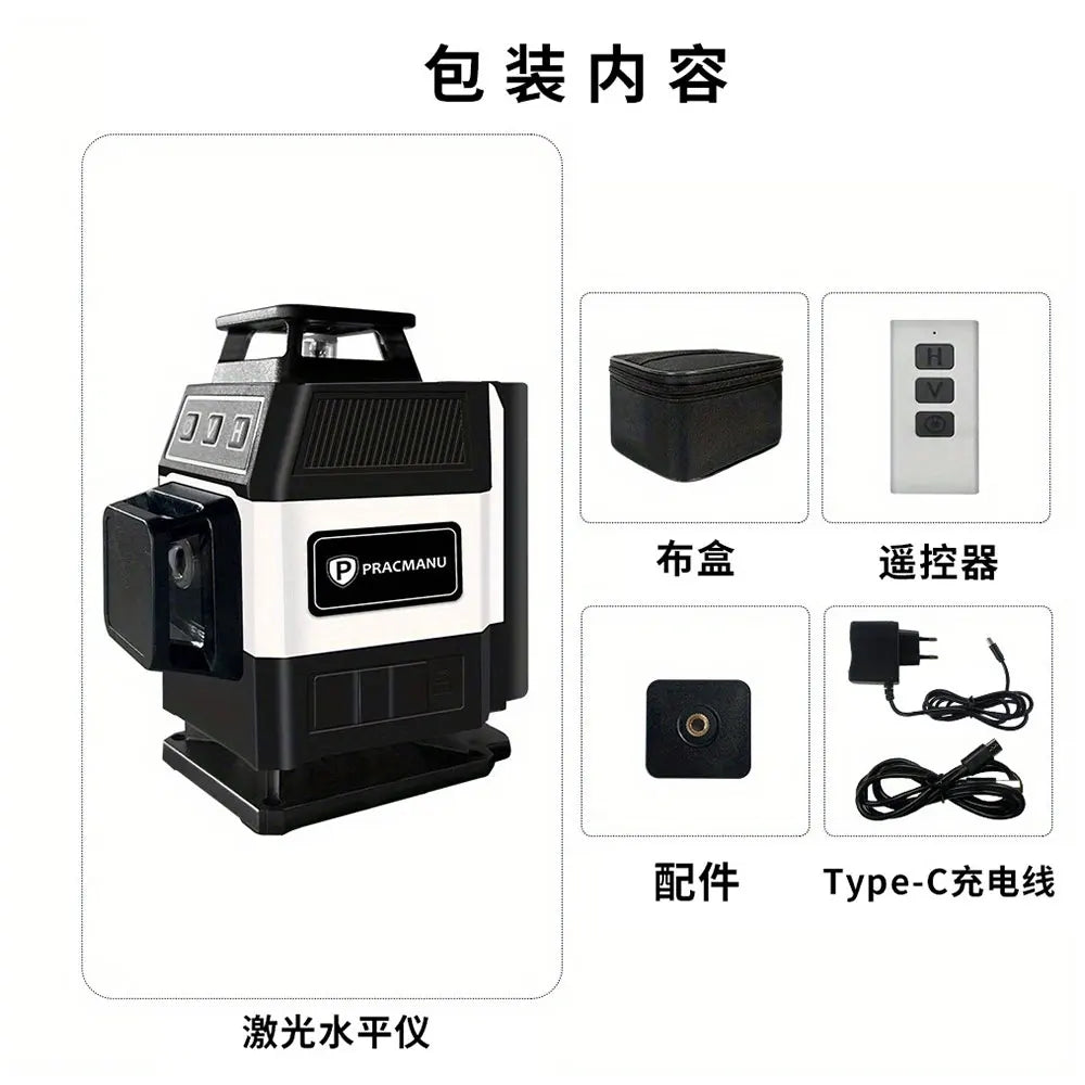 16 Lines Mini 4D Laser Level Green Lines Self-Leveling Horizontal and Vertical Powerful Green Beams Laser Level