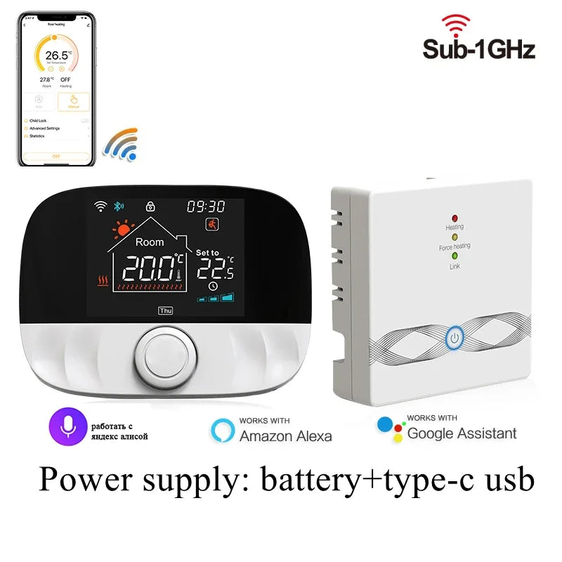 Tuya WiFi Thermostat RF Wireless Receiver Smart Remote Temperature Controller Works With Alexa Google Home For Water Gas Boiler