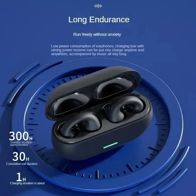 NEW T75 Wireless Bluetooth Bone Conduction Headphones Clip Ear Design Noise Canceling HD Call Sports Gaming Earbuds