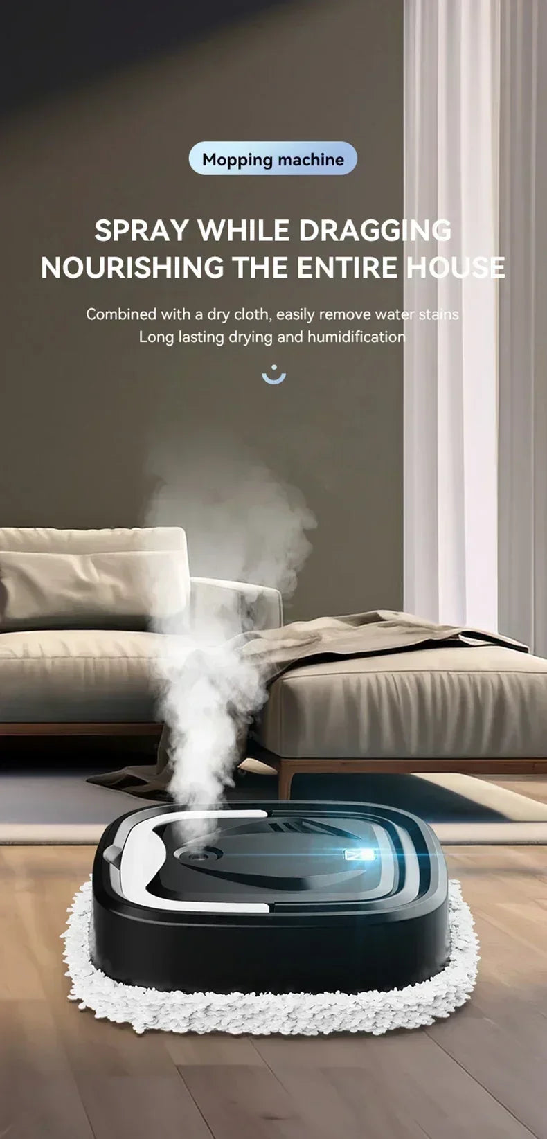 Wireless Intelligent Vacuum Cleaner Household Sweeping Robot Multifunctional Rotary Strong Floor Cleaning Humidification Spray