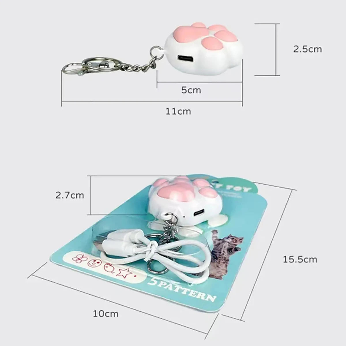 LED Cute Laser Transform Pattern Pet Cat Toys USB Rechargeable Toy Interactive Bright Animation Pointer Light Pen Training Toys