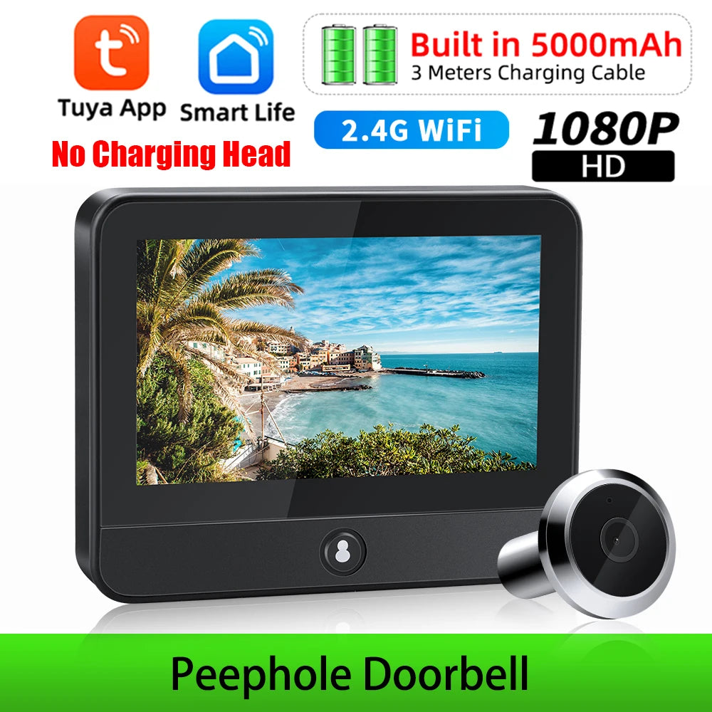 Elecpow Tuya Smart wifi Radar Digital Door Peepholes Camera Eye 4.3Inch 1080P Video Doorbell PIR Night Vision Motion Detection