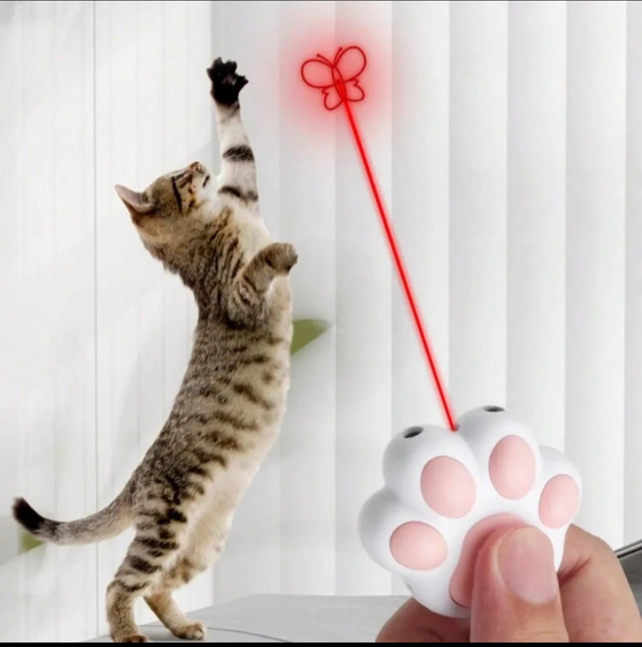 Usb Rechargeable Lovely Cartoon Cat Paw Shaped Laser Pointer Cat Toy With Adjustable Patterns And 3 Light Sources, Keychain