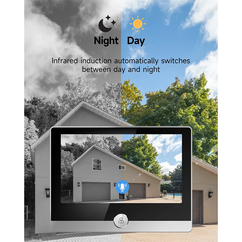 Jeatone Alexa Tuya Smart WiFi Video Peephole 1080P/158° Doorbell Camera For Home 4.3" LCD Screen 24H PIR Movement Detection Eye