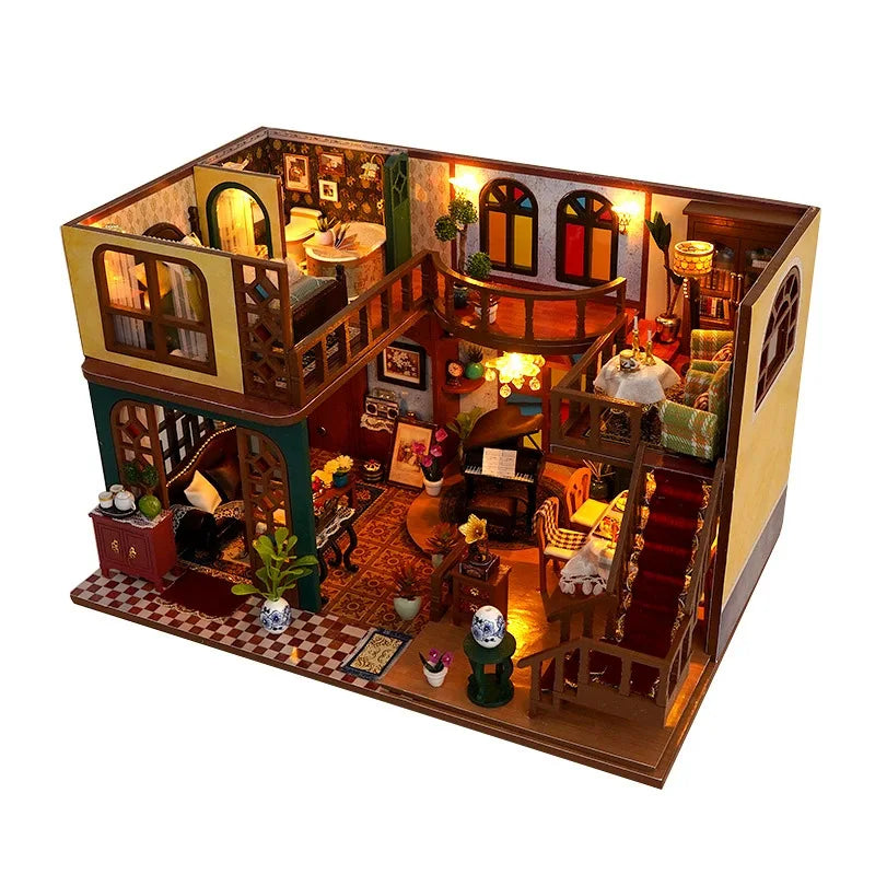 Chinese Wind DIY Dollhouse Loft House Model dollhouse miniatures
